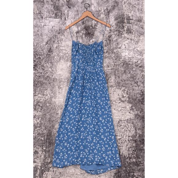 Reformation Kourtney Dress 6 Womens Blue Floral Side Slit Midi - Picture 3 of 8
